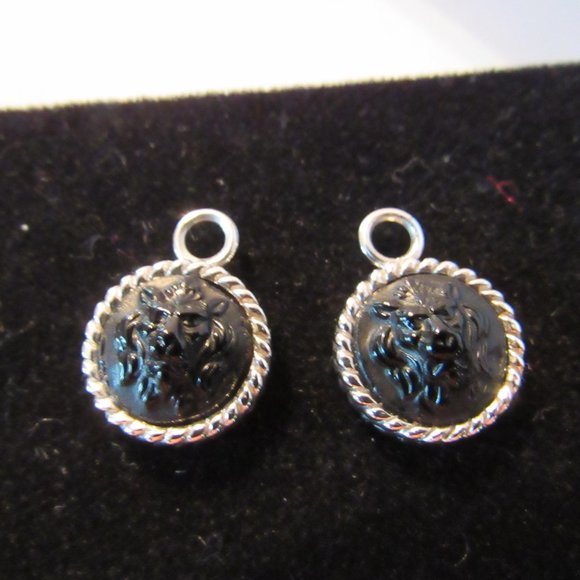 Custom 14K White Gold Black Intaglio Earring Charms - Stunning! - Picture 2 of 16